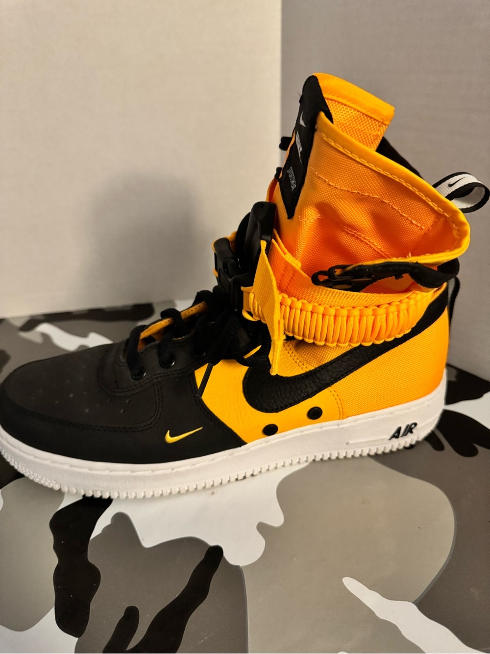 Nike Black and Yellow High-Top Sneakers legit